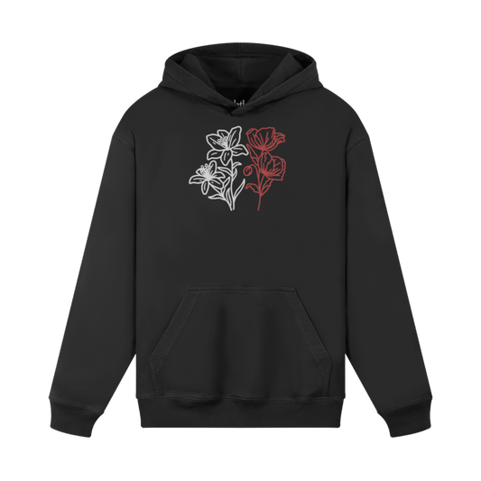 Lily White & Poppy Red: Embroidered Hoodie